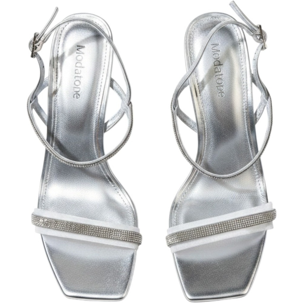 Modatope Silver Rhinestone Heels 3.75in Size 7.5 NIB Holiday Party Wedding